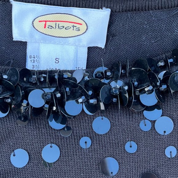 Talbot's black silk sequined sweater, Small - Picture 6 of 7